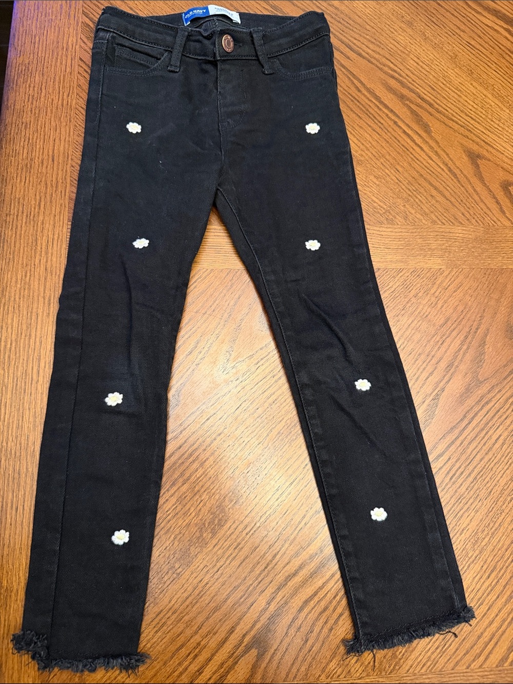 Old Navy Black Girls' Daisy Embroidered Skinny Jeans